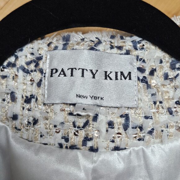 Patty Kim Textured Tweed Style Jacket With Front Pockets 3/4 Flared Sleeves Sati - Picture 3 of 8